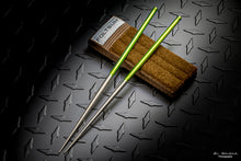 Load image into Gallery viewer, 2 Piece Takedown Titanium Chopsticks Annodized Toxic Green w/ Pouch
