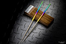 Load image into Gallery viewer, 2 Piece Takedown Titanium Chopsticks Annodized Rainbow w/ Pouch
